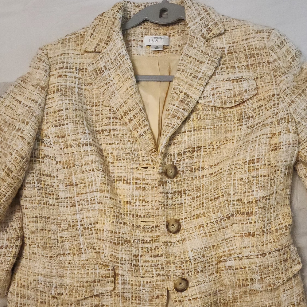 LOFT Women's Tan Tweed Blazer